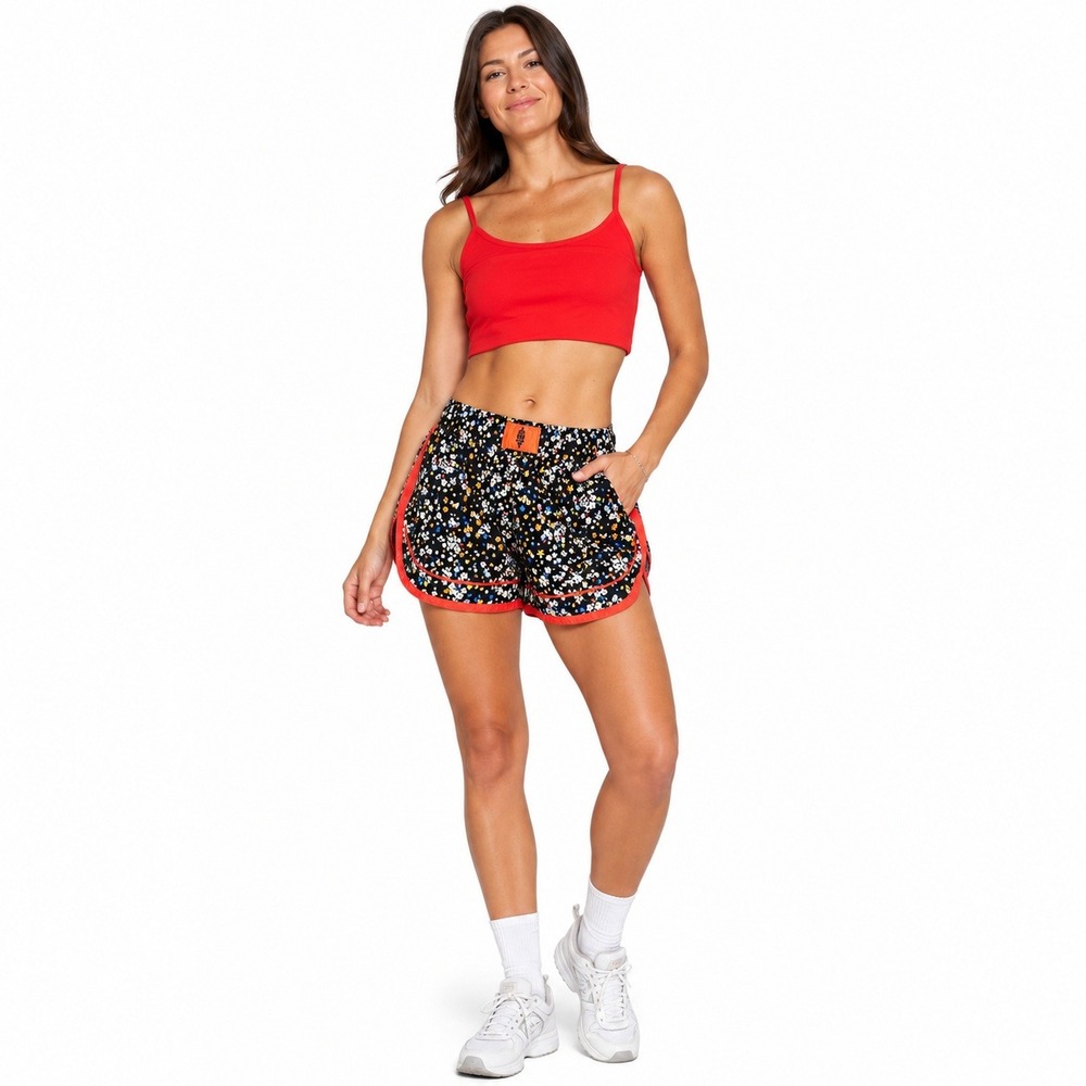 Free People FP Movement Varsity Blues Athletic Shorts Womens Small Black Floral
